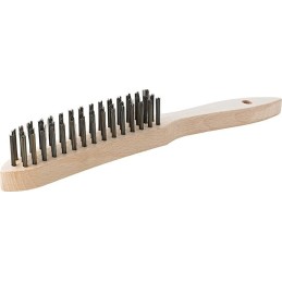 Steel brush wooden handle