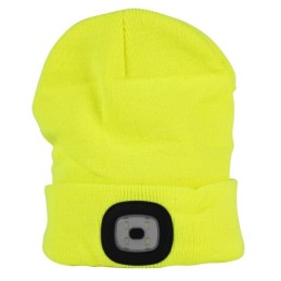 yellow cap with LED flashlight