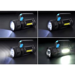 Rechargeable LED flashlight with side light, 150+100lm