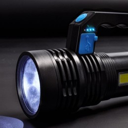 Rechargeable LED flashlight with side light, 150+100lm