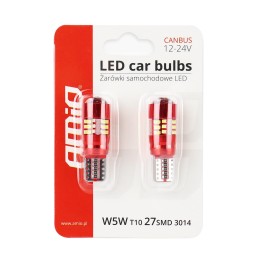 2pcs LED 12V/24V 5W W2.1x9.5d clear CANBUS