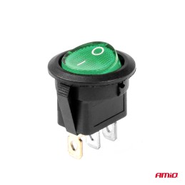 Switch round green 12V/24V 20A