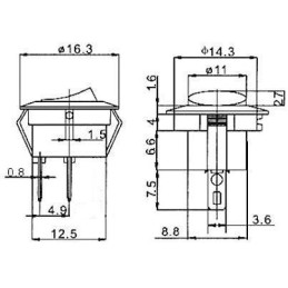 Rocker switch OFF-ON 1 pole 250V/3A red