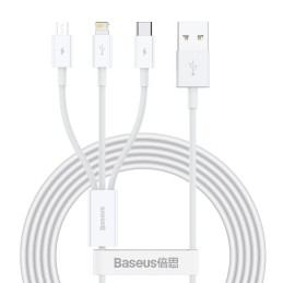 USB charging cable 3in1 3.5A, 1.2m white