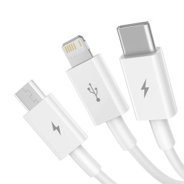 USB charging cable 3in1 3.5A, 1.2m white