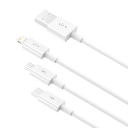 USB charging cable 3in1 3.5A, 1.2m white