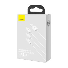 USB charging cable 3in1 3.5A, 1.2m white