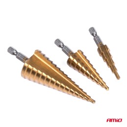 Step drills 3 pcs set