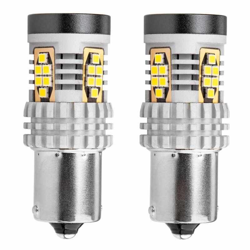 2pcs LED 12V/24V 21W BA15s clear CANBUS