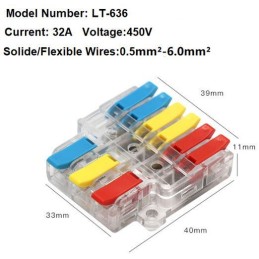 Quick connector with clamp for cables 0.5-6mm2