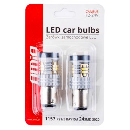 2pcs LED 12V/24V 21/5W BAY15D clear CANBUS