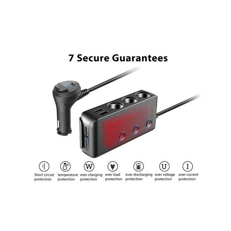 12/24V cigarette lighter connector + USB C