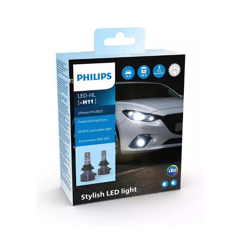 2pcs LED H11 Ultinon Pro3022 PHILIPS 12/24V