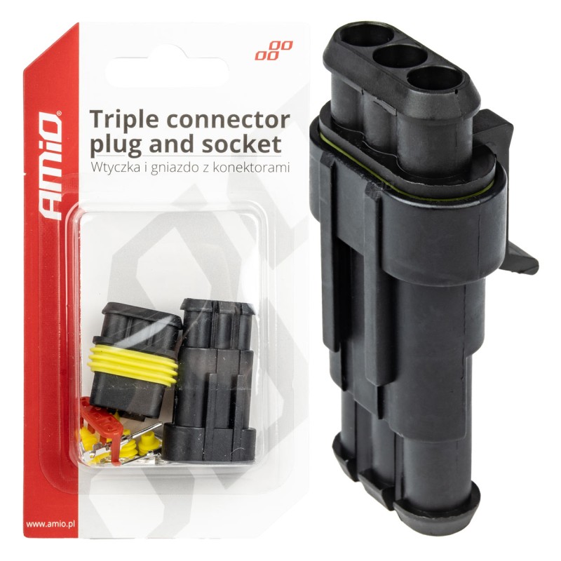 Set of 3P waterproof connectors