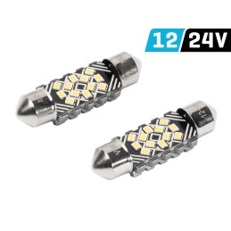 2pcs LED bulb 12V-24V SV 36mm clear CANBUS