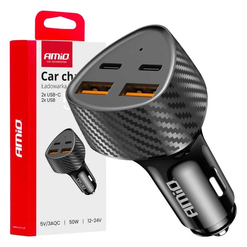 Car charger 50W 2xUSB-A + 2xUSB-C Car charger 50W 2xUSB-A + 2xUSB-C